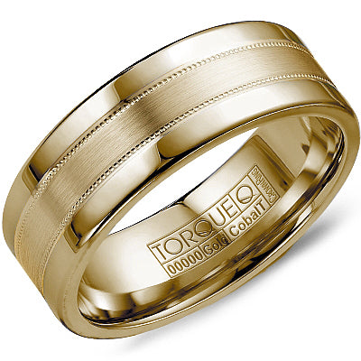 Mens 18k Yellow Gold Classic Wedding Band by Crown Ring