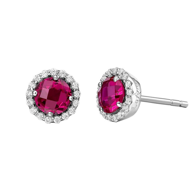 Sterling Silver Lab Grown Ruby Birthstone Stud Earrings by Lafonn