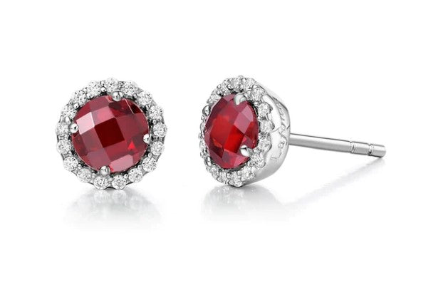 Sterling Silver Garnet Birthstone Stud Earrings by Lafonn