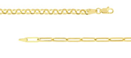 14k Yellow Gold 50/50 Paperclip + Rolo Link Chain Necklace