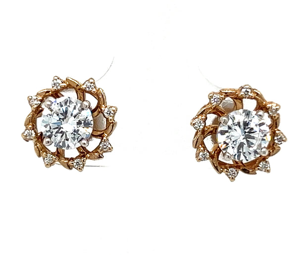 Pre-Owned 14k Yellow Gold Diamond Earring Jackets