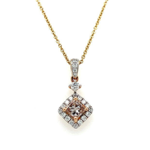 18k Two Tone Gold Fancy Color Diamond Necklace