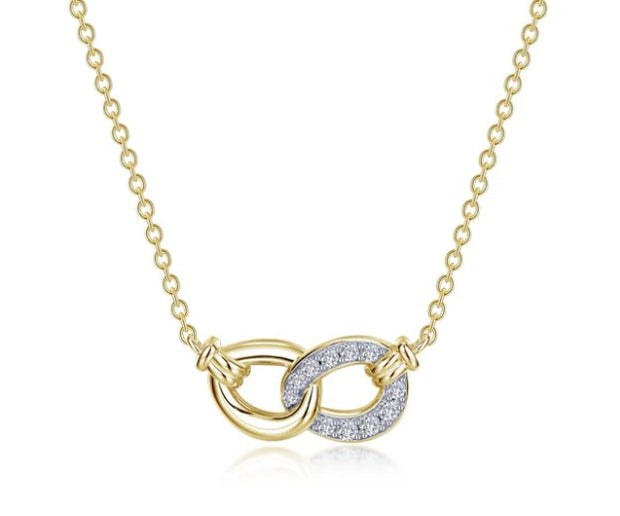 Sterling Silver/Gold Plated Simulated Diamond Interlocking Circle Fashion Necklace by Lafonn