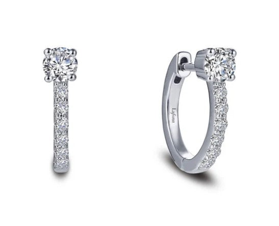 Sterling Silver Simulated Diamond Huggie Hoop Earrings by Lafonn