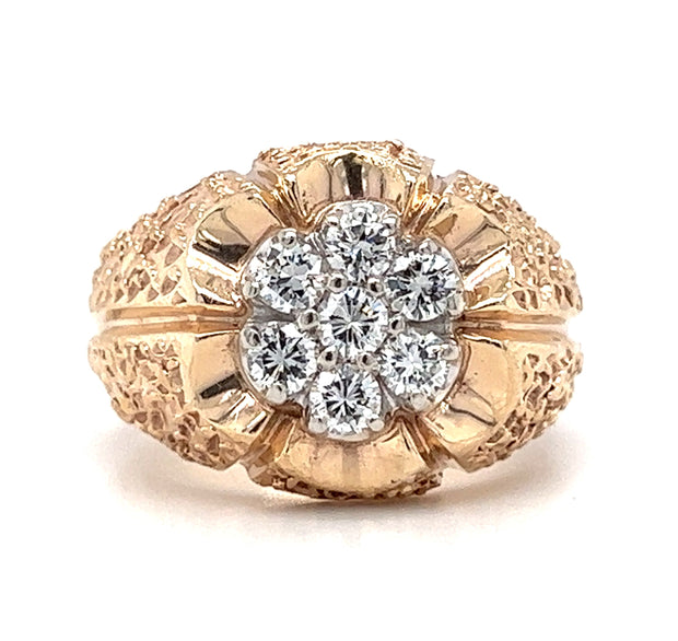 Pre-Owned 14k Two Tone Nugget Style Cluster Fashion Ring