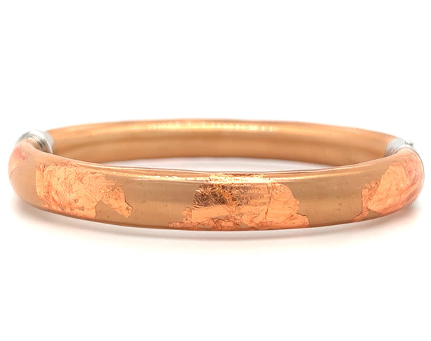 Sterling Silver, Gold Leaf, & Rose Gold Enamel Bangle Bracelet by SOHO