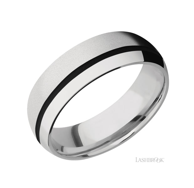 Cobalt Chrome & Black Cerakote Wedding Band by Lashbrook Designs