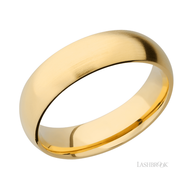 14k Yellow Gold 6 mm Domed Satin Finish Wedding Band by Lashbrook Designs